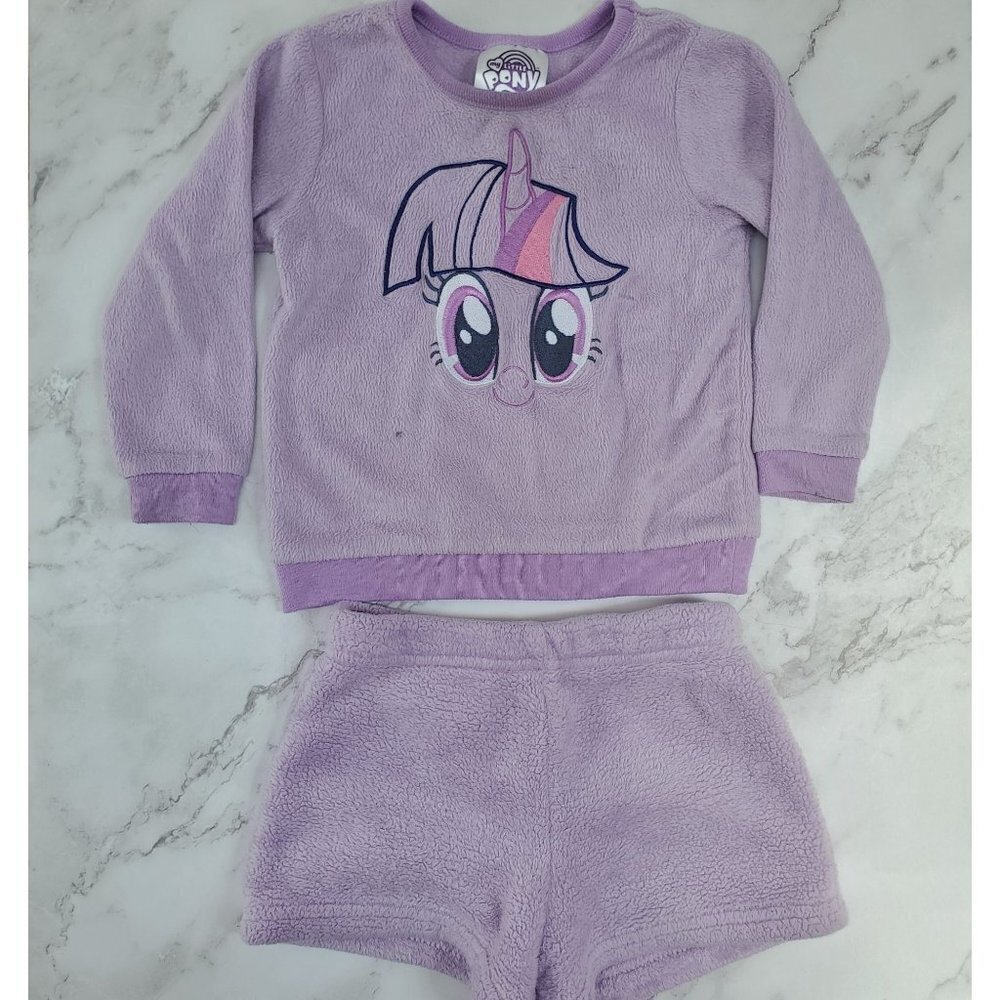 My Little Pony 2 Piece Fleece Pajama Set PJs Purple Long Sleeve Short 2T